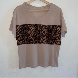 Leopard Tan Block T-Shirt Size Large